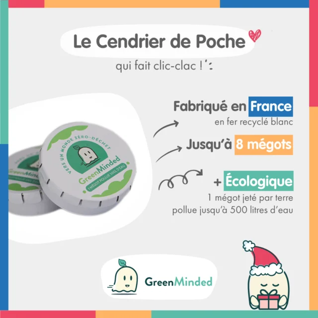 ➡ Commandez au pour une livraison avant Noël 😊 :  https://www.greenminded.fr/produit/cendrier-de-poche-greenminded/

Vos achats financent nos projets de sensibilisation associatifs🌿🦔 : https://www.greenminded.fr/